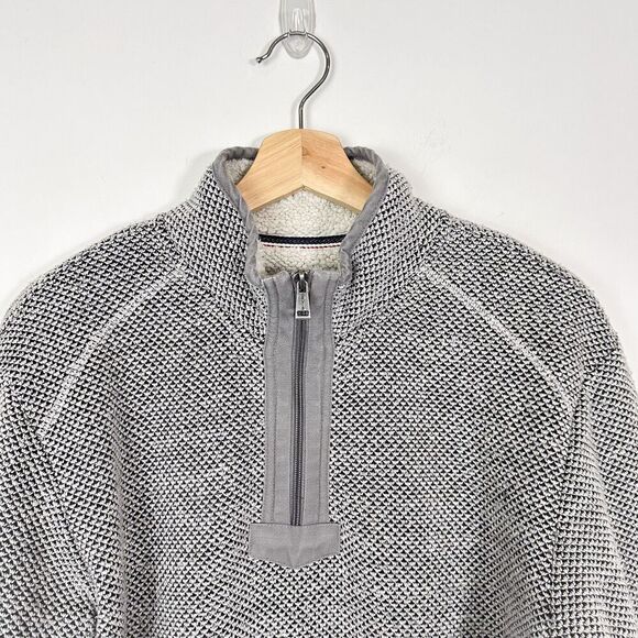 ORVIS Mens Brighton Sherpa Lined 1/4 Zip Pullover Sweater Sz Medium Black White - Picture 3 of 11